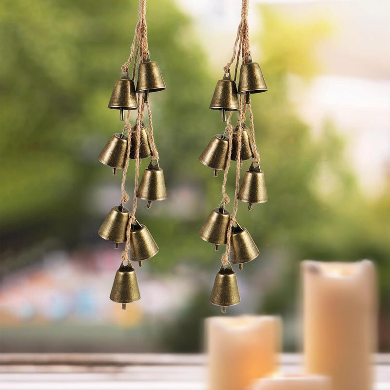 Ausicfen 2 Pack Witch Bells for Door Knob Protection Outdoor Bells Hanging Bells for Door knob Witches Bells Magic Wind Chimes for Home Protection Witch Bells Kit(Rustic) - Image 4